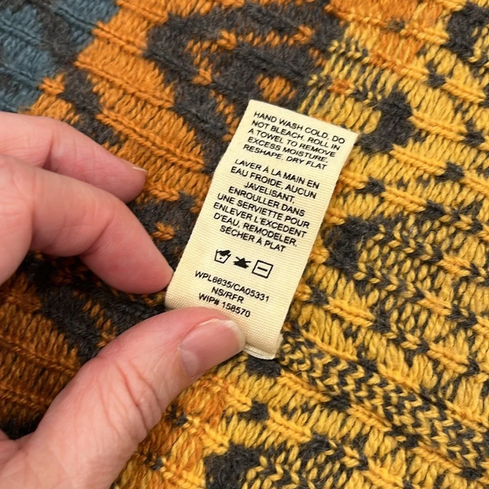 Woolrich | Open Font Wool‎ Blend Waterfall Cardigan | Grey & Yellow| Small